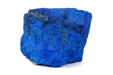 Pirit ekler üzerinde beyaz bir arka plan ile makro Azurit mineral taş yakın çekim