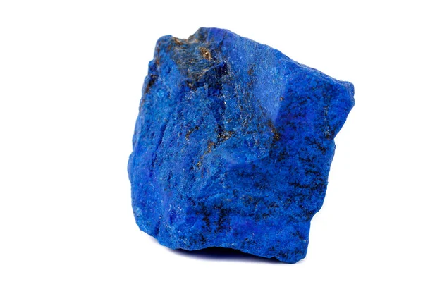 Makro Azurit Mineralstein Mit Pyrit Einsätzen Auf Weißem Hintergrund Nahaufnahme — Stockfoto