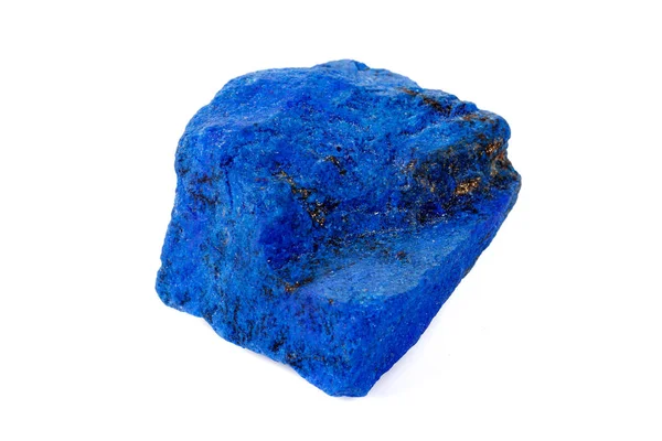 Macro Azurite Pedra Mineral Com Inserções Pirita Fundo Branco Fechar — Fotografia de Stock