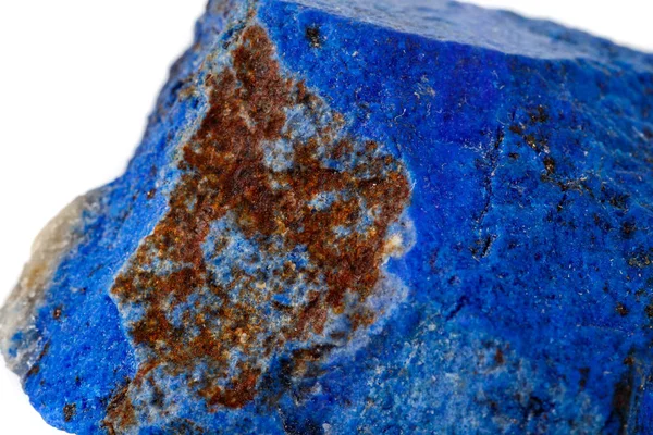 Pietra Minerale Macroazzurrite Con Inserti Pirite Sfondo Bianco Primo Piano — Foto Stock