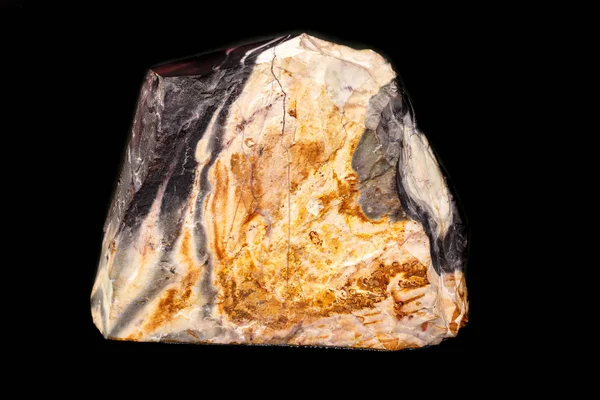 Makromineralsteinachat Auf Schwarzem Hintergrund Nahaufnahme — Stockfoto