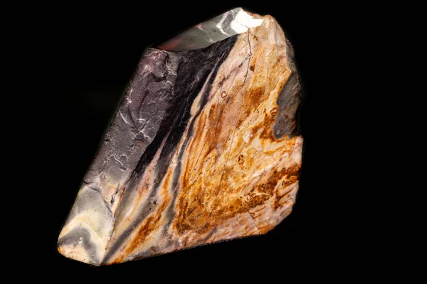 Macro Minerale Steen Agate Een Zwarte Achtergrond Close — Stockfoto