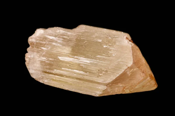 Macro Minerale Steen Spodumeen Een Zwarte Achtergrond Close — Stockfoto