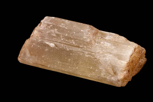Makro Mineral Steinlöffel Auf Schwarzem Hintergrund Nahaufnahme — Stockfoto
