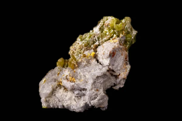 Macro Pyromorphite Pedra Mineral Sobre Fundo Preto Perto — Fotografia de Stock