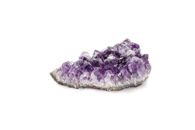 Ametist Crystal Druse makro mineral beyaz arka plan üzerinde Kapat