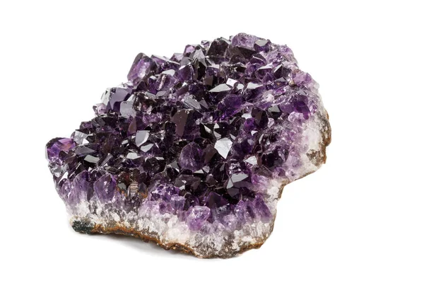 Amethyst Crystal Druse Macro Mineral White Background Close — Stock Photo, Image