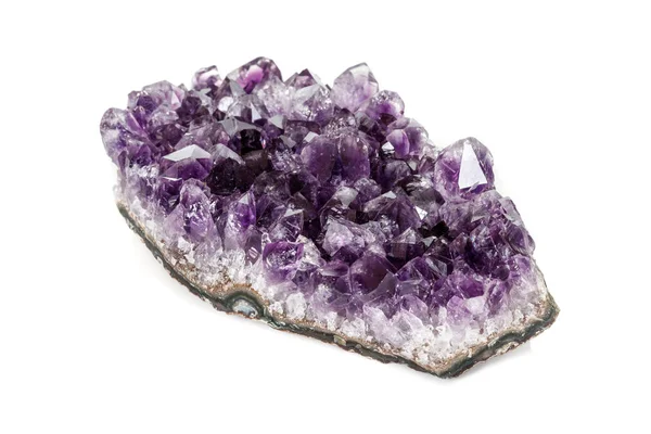 Amethyst Crystal Druse Makro Ásványi Fehér Háttér Közelről — Stock Fotó