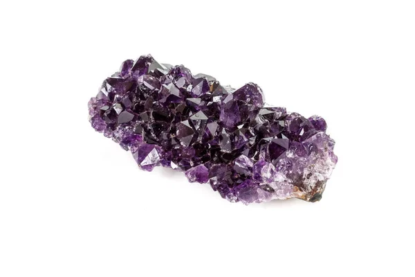 Amethyst Crystal Druse Makro Ásványi Fehér Háttér Közelről — Stock Fotó