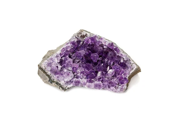 Amethyst Crystal Druse Makro Ásványi Fehér Háttér Közelről — Stock Fotó