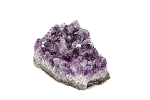 Amethyst Crystal Druse Makro Ásványi Fehér Háttér Közelről — Stock Fotó