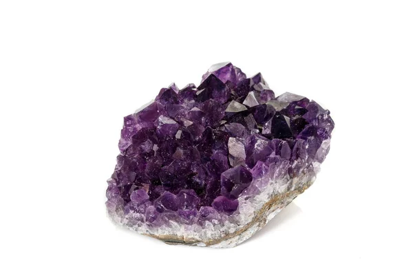 Amethyst Crystal Druse Macro Mineral White Background Close — Stock Photo, Image