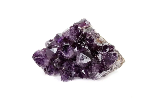 Amethyst Crystal Druse Macro Mineral White Background Close — Stock Photo, Image