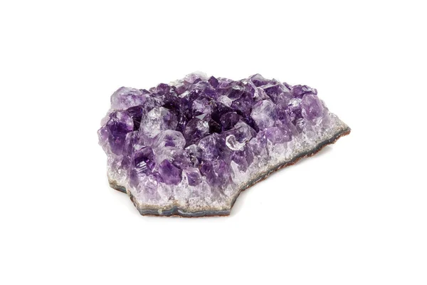 Amethyst Crystal Druse Makro Ásványi Fehér Háttér Közelről — Stock Fotó