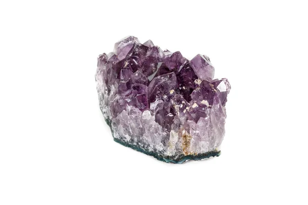 Amethyst Crystal Druse Makro Ásványi Fehér Háttér Közelről — Stock Fotó