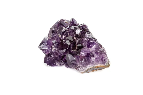 Mineral Makro Druse Kristal Amethyst Pada Latar Belakang Putih Menutup — Stok Foto