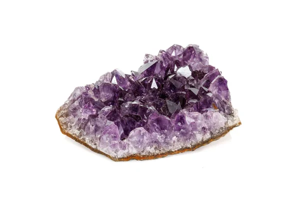 Amethyst Crystal Druse Makro Ásványi Fehér Háttér Közelről — Stock Fotó