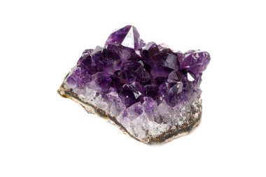 Ametist Crystal Druse makro mineral beyaz arka plan üzerinde Kapat