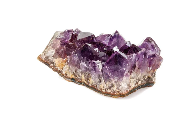 Amethyst Crystal Druse Mineralne Makro Białym Tle Bliska — Zdjęcie stockowe