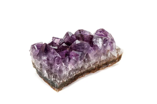 Amethyst Crystal Druse Makro Ásványi Fehér Háttér Közelről — Stock Fotó