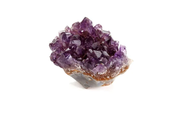 Amethyst Crystal Druse Makro Mineral Vit Bakgrund Närbild — Stockfoto