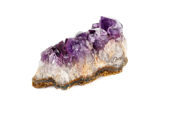 Amethyst Crystal Druse Macro Mineral White Background Close — Stock Photo, Image