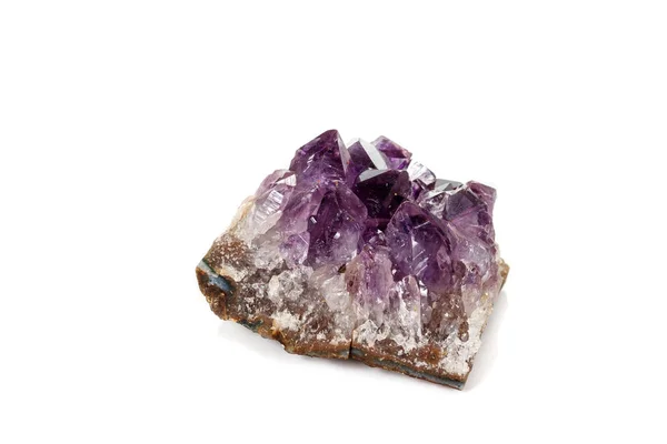 Amethyst Crystal Druse Makro Ásványi Fehér Háttér Közelről — Stock Fotó