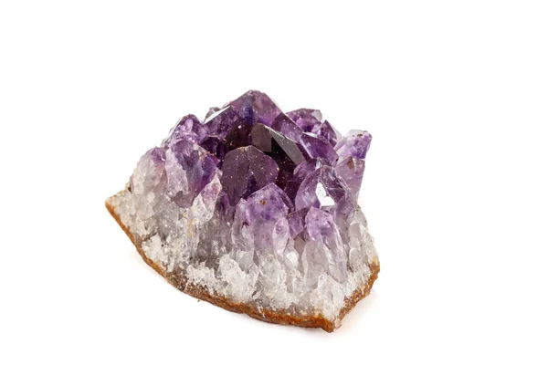 Amethyst Crystal Druse Makro Ásványi Fehér Háttér Közelről — Stock Fotó