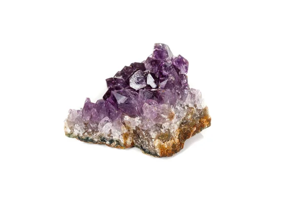 Amethyst Crystal Druse Makro Ásványi Fehér Háttér Közelről — Stock Fotó