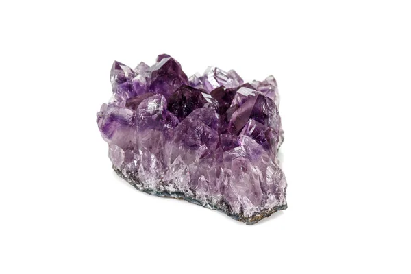 Mineral Makro Druse Kristal Amethyst Pada Latar Belakang Putih Menutup — Stok Foto