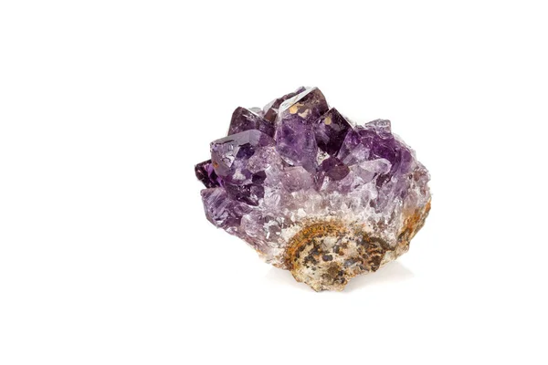 Amethyst Crystal Druse Makro Ásványi Fehér Háttér Közelről — Stock Fotó