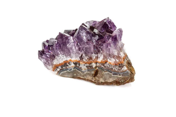 Amethyst Crystal Druse Makro Ásványi Fehér Háttér Közelről — Stock Fotó