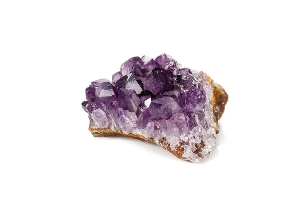 Amethyst Crystal Druse Makro Ásványi Fehér Háttér Közelről — Stock Fotó