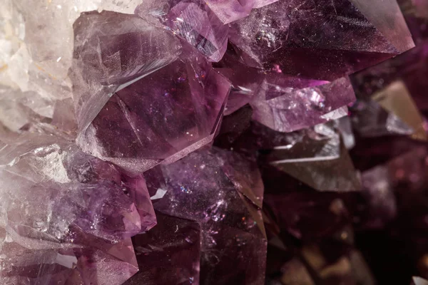 Amethyst Crystal Druse Makro Mineral Vit Bakgrund Närbild — Stockfoto