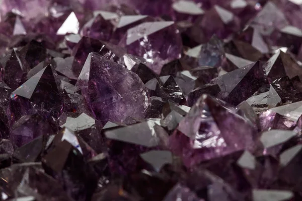 Amethyst Crystal Druse Makro Mineral Vit Bakgrund Närbild — Stockfoto