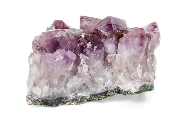 Amethyst Crystal Druse Macro Mineral White Background Close — Stock Photo, Image