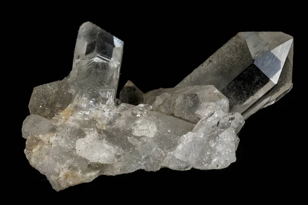 Makro Mineralne Kamienne Rhinestone Crystal Rock Czarnym Tle Bliska — Zdjęcie stockowe