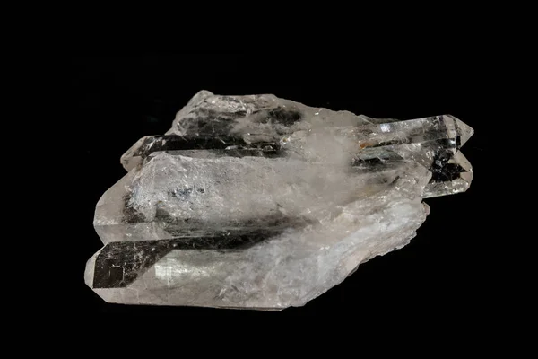 Makro Mineralne Kamienne Rhinestone Crystal Rock Czarnym Tle Bliska — Zdjęcie stockowe