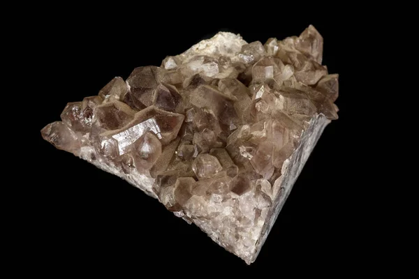 Macro mineral stone smoky quartz, rauchtopaz on a black backgrou — Stock Photo, Image