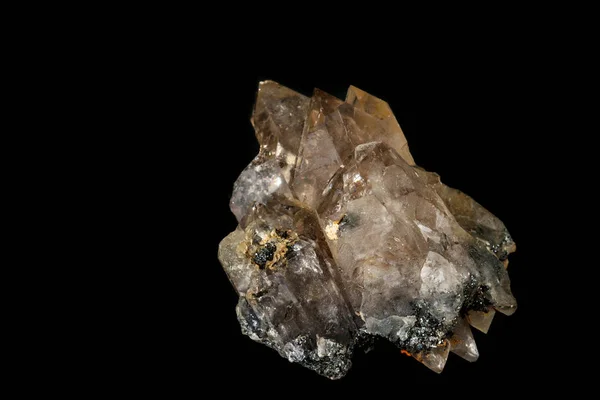 Makro mineral taş dumanlı kuvars, siyah bir backgrou üzerinde rauchtopaz — Stok fotoğraf