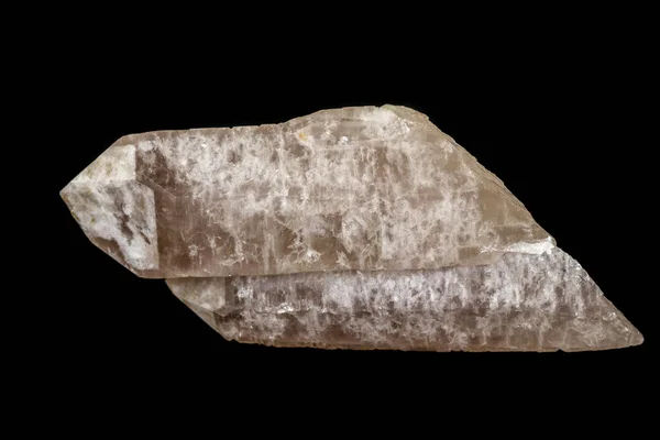 Makro-Mineralstein Rauchquarz, rauchtopaz auf schwarzem Hintergrund — Stockfoto