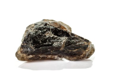 Makro mineral taş dumanlı kuvars, beyaz bir backgrou üzerinde rauchtopaz