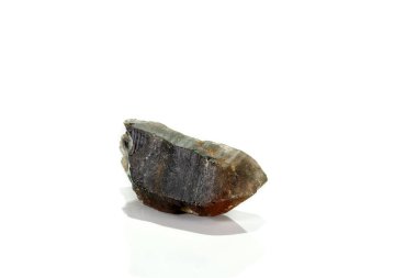 Makro mineral taş dumanlı kuvars, beyaz bir backgrou üzerinde rauchtopaz