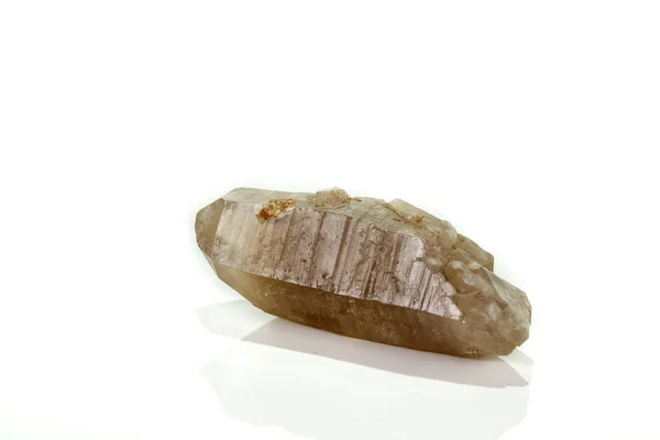 Macro mineral stone smoky quartz, rauchtopaz on a white backgrou — Stock Photo, Image