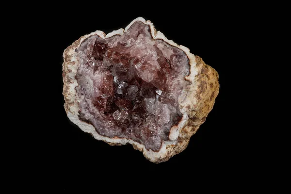 Macro mineral stone Pink Amethyst on a black background — Stock Photo, Image