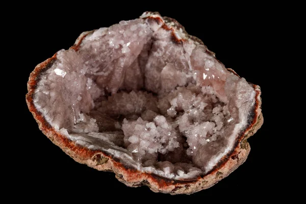 Macro mineral stone Pink Amethyst on a black background — Stock Photo, Image