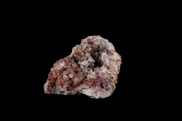 Macro mineral stone Pink Amethyst on a black background — Stock Photo, Image