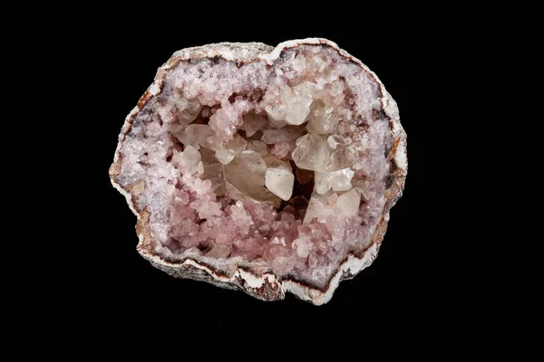 Μακροεντολή ορυκτή πέτρα Αμέθυστος Ροζέ σε μαύρο φόντο — Φωτογραφία Αρχείου