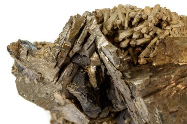 Makro mineral pirit taşı arka plan beyaz