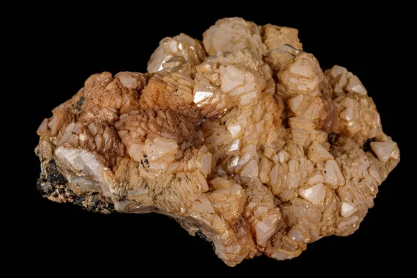 Makrokalzit-Mineralstein auf schwarzem Sphalerit-Hintergrund — Stockfoto